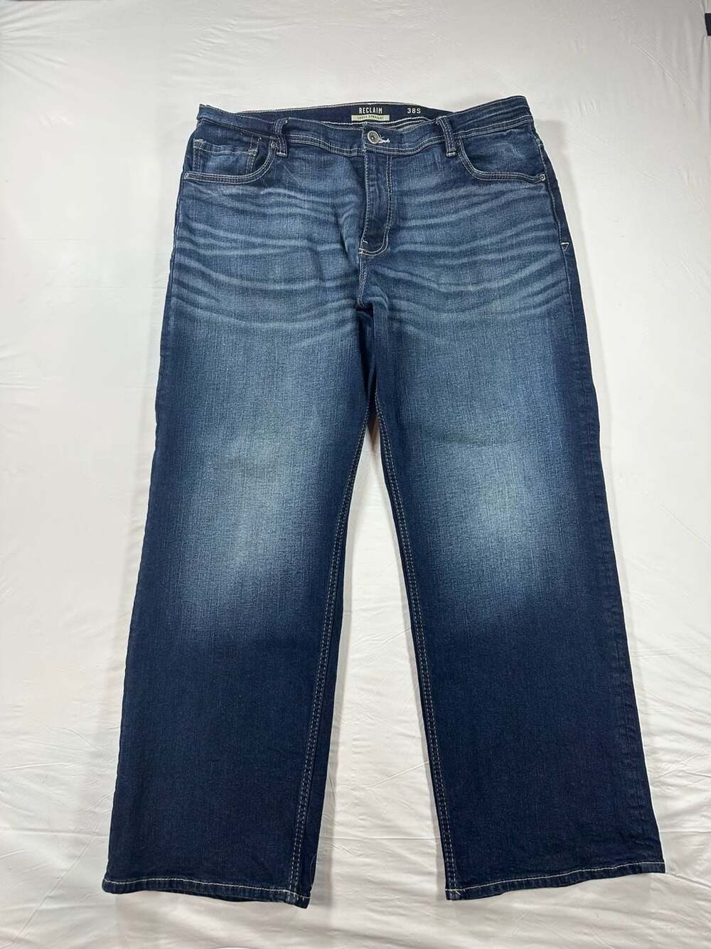 Reclaim By Buckle Loose Straight Jeans Size 38S Blue Denim Dark Wash Whisker